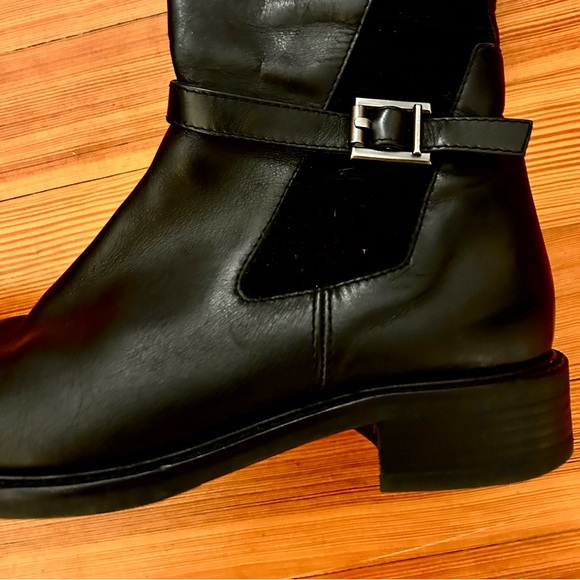 Aquatalia Genna Waterproof Black Leather Heeled Riding Boots, Size 9 - Picture 3 of 9